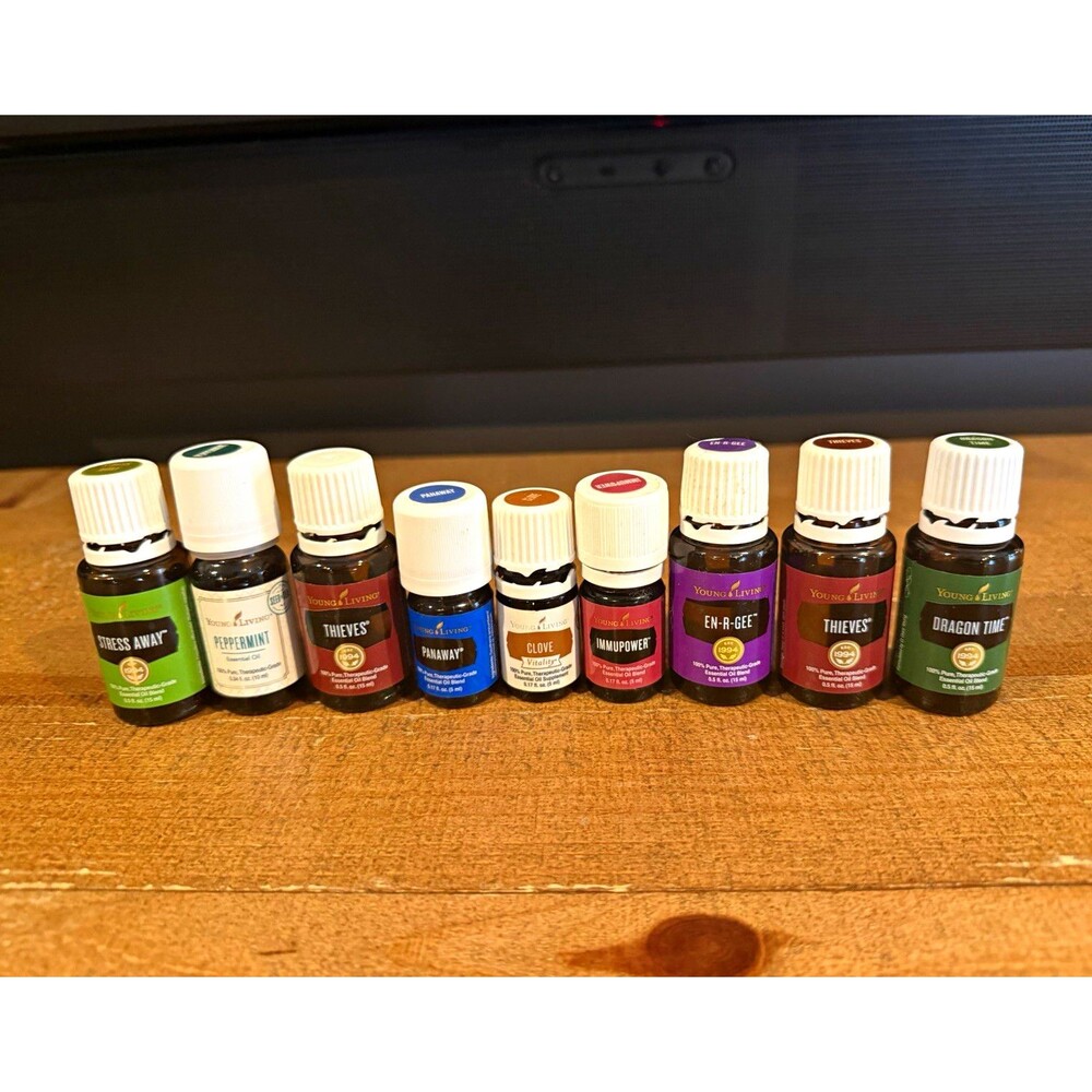 Young Living Essential Oils Lot of 9 IMMUPOWER Thieves Stress Away 70-90% Full